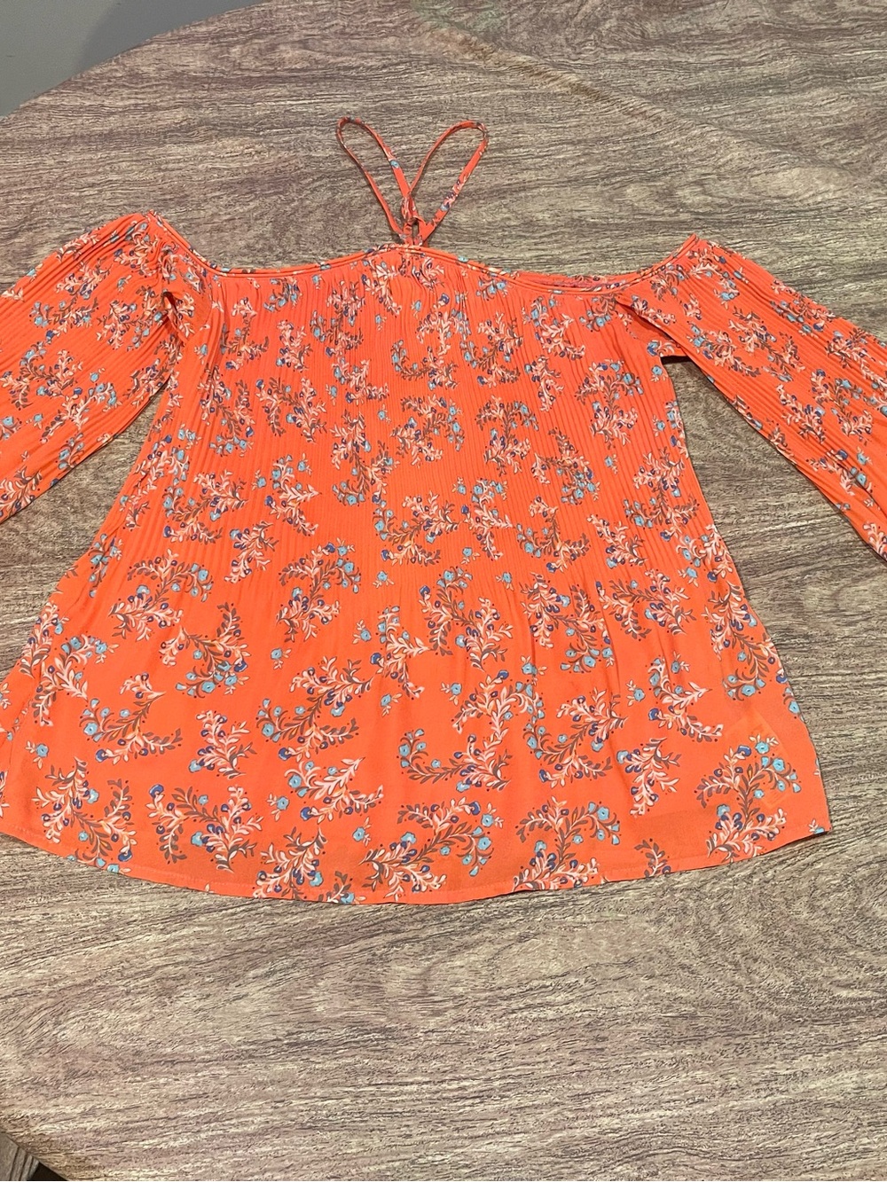 Jessica Simpson Orange Floral Off-Shoulder Tunic